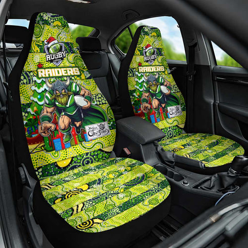 Raiders Rugby Merry Christmas Car Seat Cover Indigenous Australian Art