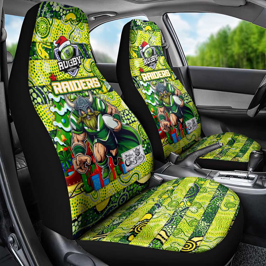 Raiders Rugby Merry Christmas Car Seat Cover Indigenous Australian Art