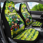 Raiders Rugby Merry Christmas Car Seat Cover Indigenous Australian Art