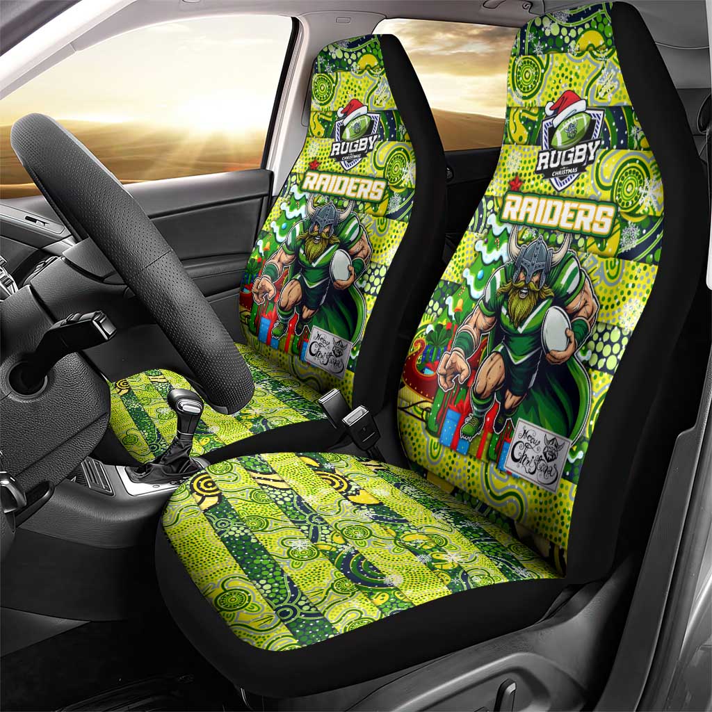 Raiders Rugby Merry Christmas Car Seat Cover Indigenous Australian Art