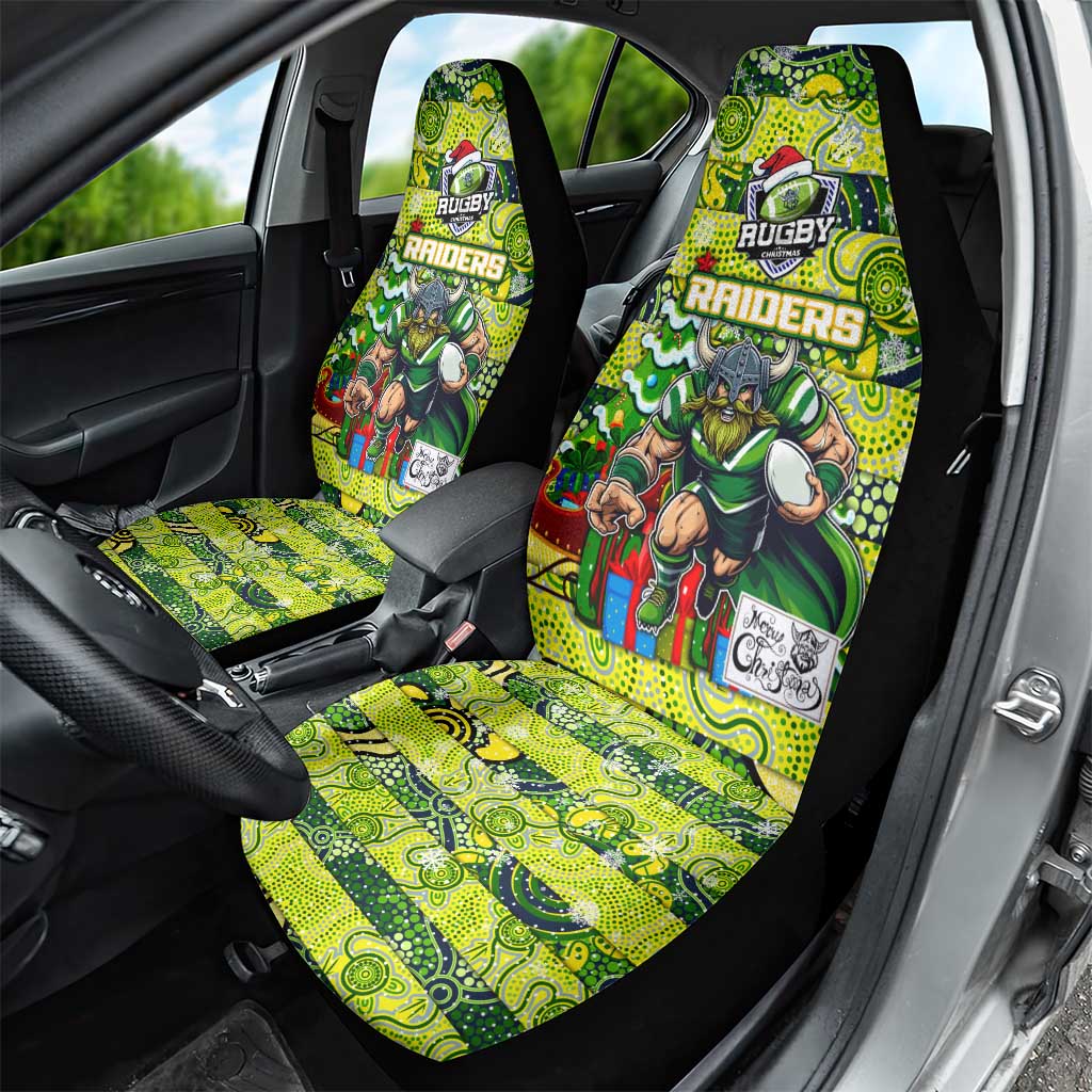 Raiders Rugby Merry Christmas Car Seat Cover Indigenous Australian Art