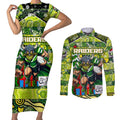 Custom Raiders Rugby Merry Christmas Couples Matching Short Sleeve Bodycon Dress and Long Sleeve Button Shirt Indigenous Australian Art