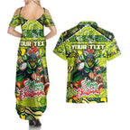 Custom Raiders Rugby Merry Christmas Couples Matching Summer Maxi Dress and Hawaiian Shirt Indigenous Australian Art