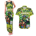 Custom Raiders Rugby Merry Christmas Couples Matching Tank Maxi Dress and Hawaiian Shirt Indigenous Australian Art
