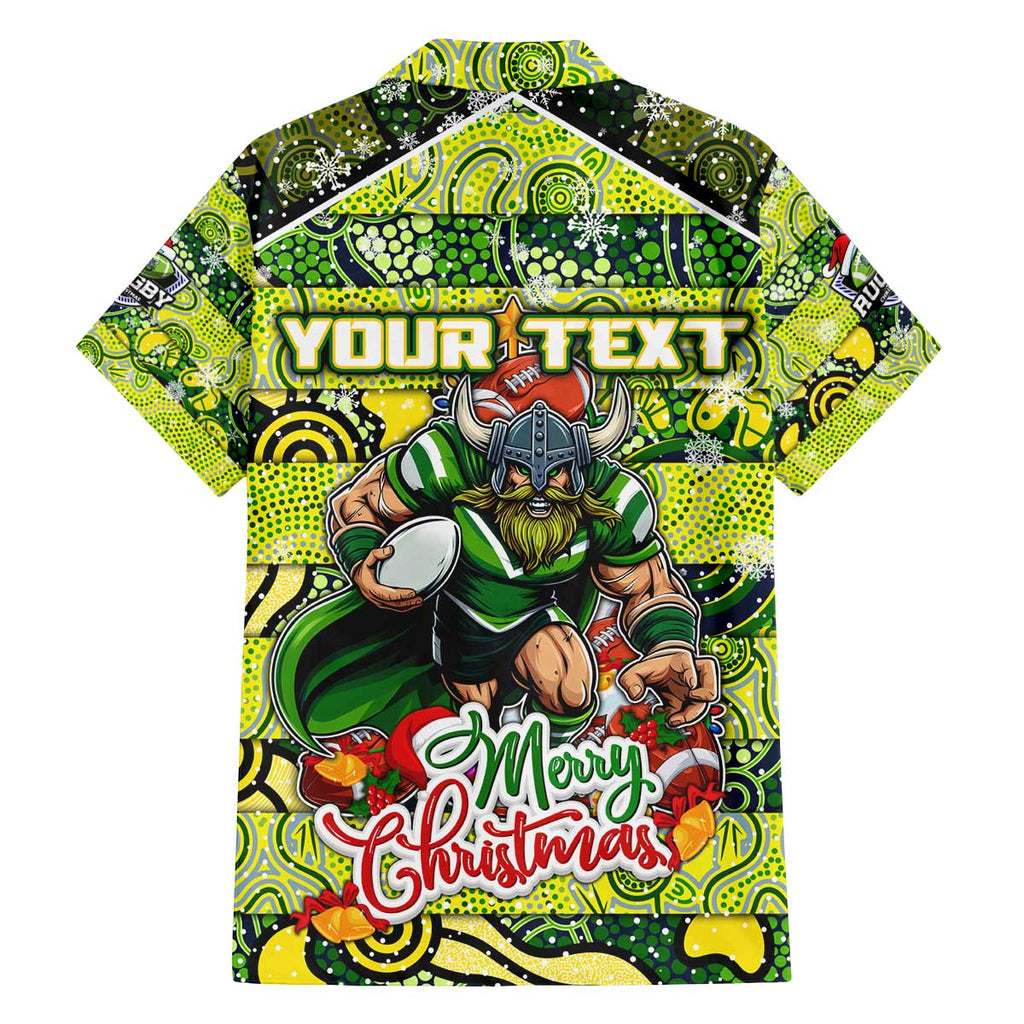 Custom Raiders Rugby Merry Christmas Family Matching Off The Shoulder Long Sleeve Dress and Hawaiian Shirt Indigenous Australian Art
