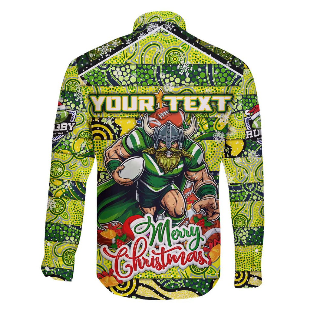 Custom Raiders Rugby Merry Christmas Family Matching Off The Shoulder Long Sleeve Dress and Hawaiian Shirt Indigenous Australian Art