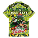 Custom Raiders Rugby Merry Christmas Family Matching Off Shoulder Maxi Dress and Hawaiian Shirt Indigenous Australian Art