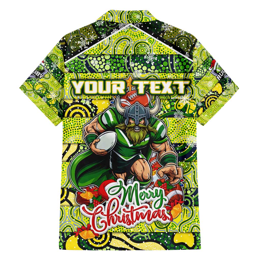 Custom Raiders Rugby Merry Christmas Family Matching Off Shoulder Short Dress and Hawaiian Shirt Indigenous Australian Art