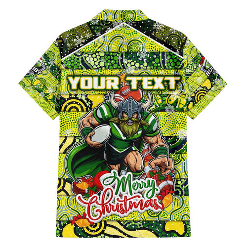 Custom Raiders Rugby Merry Christmas Family Matching Tank Maxi Dress and Hawaiian Shirt Indigenous Australian Art