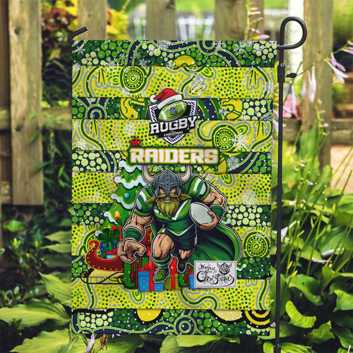 Raiders Rugby Merry Christmas Garden Flag Indigenous Australian Art