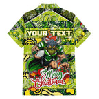 Custom Raiders Rugby Merry Christmas Hawaiian Shirt Indigenous Australian Art