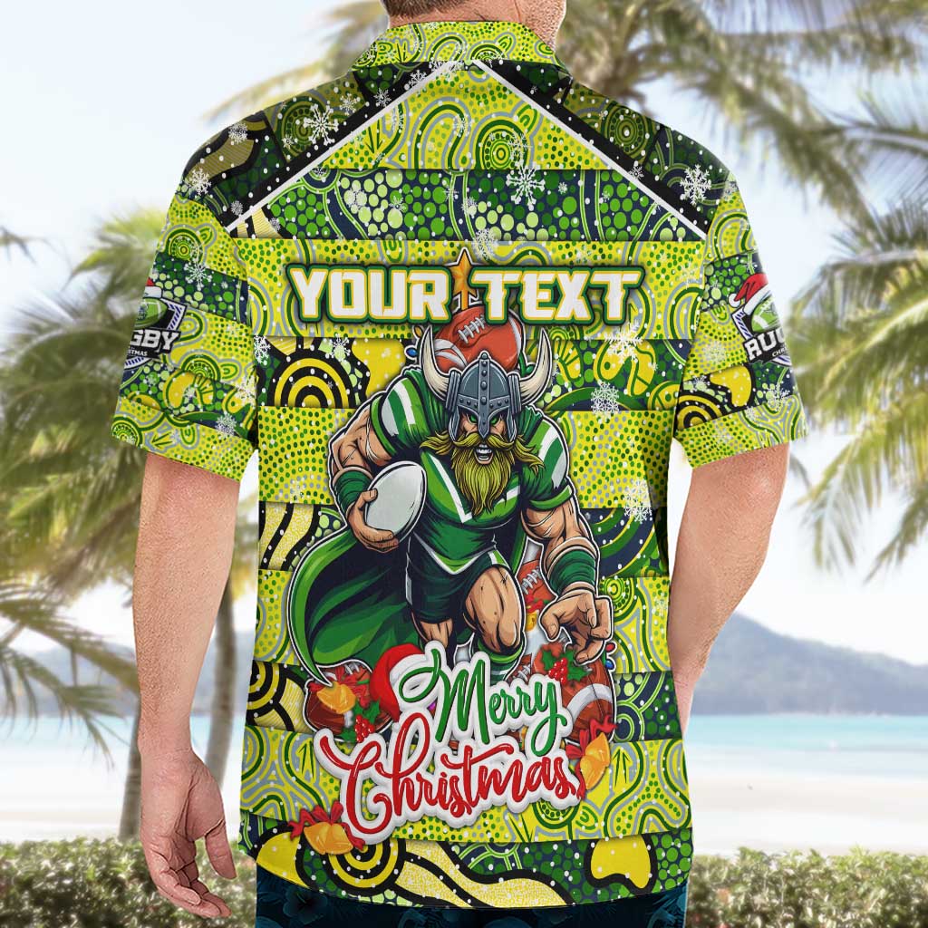 Custom Raiders Rugby Merry Christmas Hawaiian Shirt Indigenous Australian Art