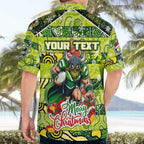 Custom Raiders Rugby Merry Christmas Hawaiian Shirt Indigenous Australian Art