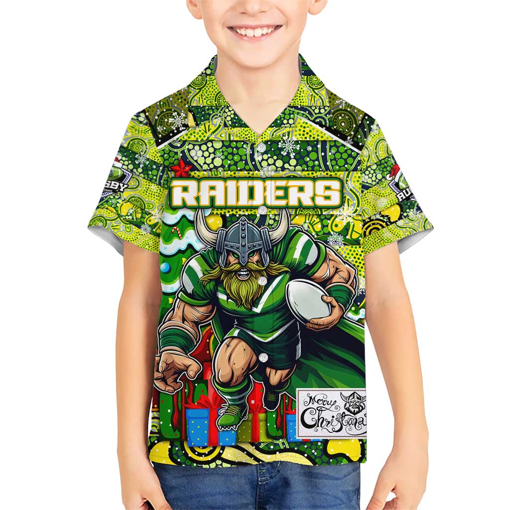 Custom Raiders Rugby Merry Christmas Hawaiian Shirt Indigenous Australian Art