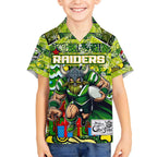 Custom Raiders Rugby Merry Christmas Hawaiian Shirt Indigenous Australian Art
