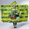 Raiders Rugby Merry Christmas Hooded Blanket Indigenous Australian Art