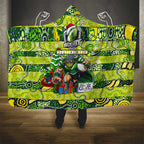 Raiders Rugby Merry Christmas Hooded Blanket Indigenous Australian Art