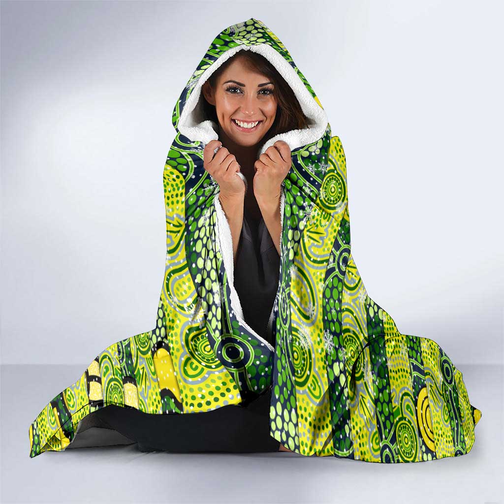 Raiders Rugby Merry Christmas Hooded Blanket Indigenous Australian Art
