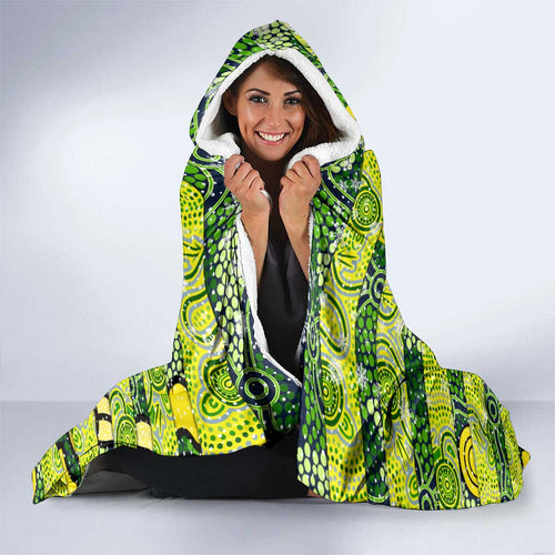 Raiders Rugby Merry Christmas Hooded Blanket Indigenous Australian Art