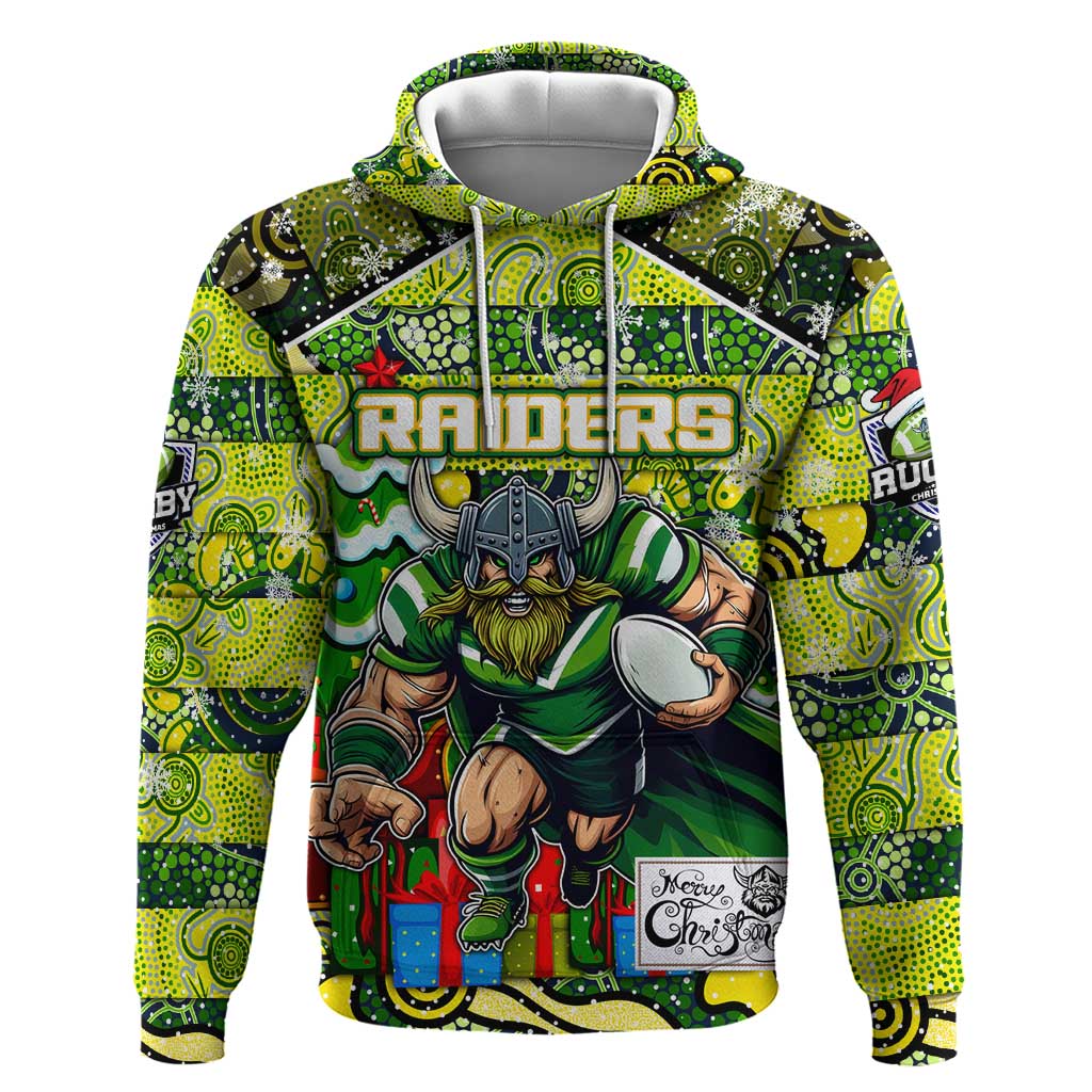 Custom Raiders Rugby Merry Christmas Hoodie Indigenous Australian Art