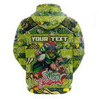Custom Raiders Rugby Merry Christmas Hoodie Indigenous Australian Art