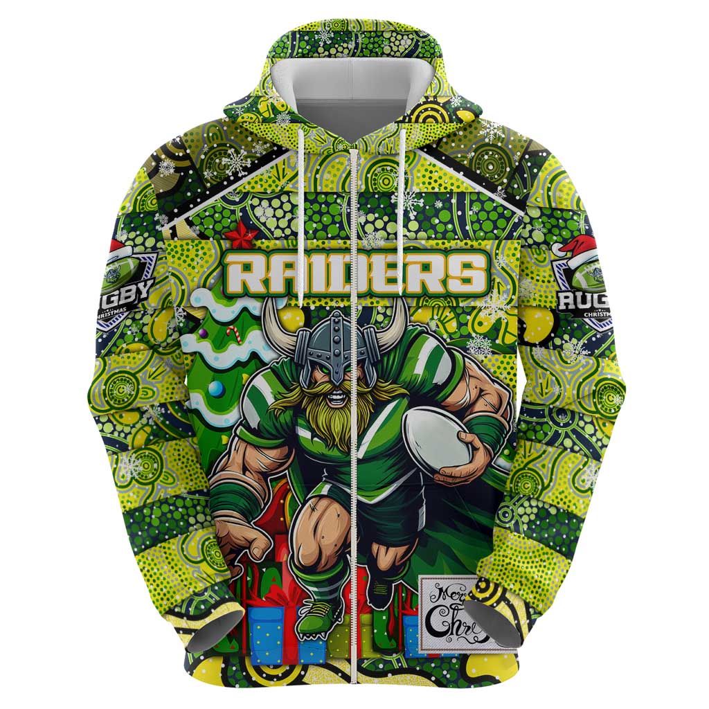 Custom Raiders Rugby Merry Christmas Hoodie Indigenous Australian Art