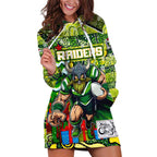 Custom Raiders Rugby Merry Christmas Hoodie Dress Indigenous Australian Art