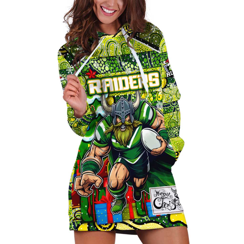 Custom Raiders Rugby Merry Christmas Hoodie Dress Indigenous Australian Art