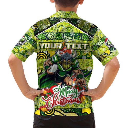 Custom Raiders Rugby Merry Christmas Kid Hawaiian Shirt Indigenous Australian Art
