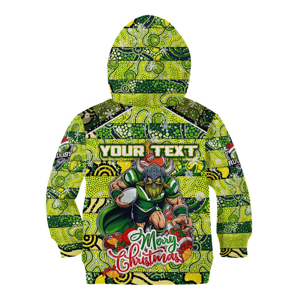 Custom Raiders Rugby Merry Christmas Kid Hoodie Indigenous Australian Art