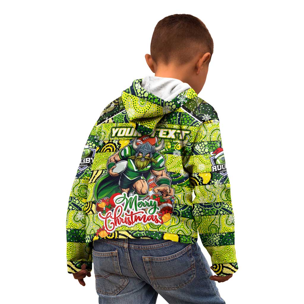 Custom Raiders Rugby Merry Christmas Kid Hoodie Indigenous Australian Art