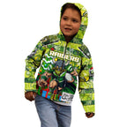 Custom Raiders Rugby Merry Christmas Kid Hoodie Indigenous Australian Art