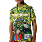 Custom Raiders Rugby Merry Christmas Kid Polo Shirt Indigenous Australian Art
