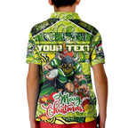 Custom Raiders Rugby Merry Christmas Kid Polo Shirt Indigenous Australian Art