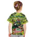 Custom Raiders Rugby Merry Christmas Kid T Shirt Indigenous Australian Art
