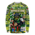 Custom Raiders Rugby Merry Christmas Long Sleeve Shirt Indigenous Australian Art