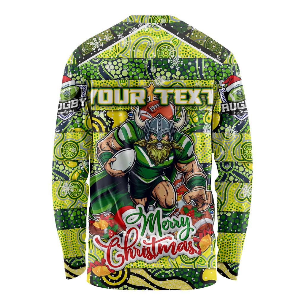 Custom Raiders Rugby Merry Christmas Long Sleeve Shirt Indigenous Australian Art