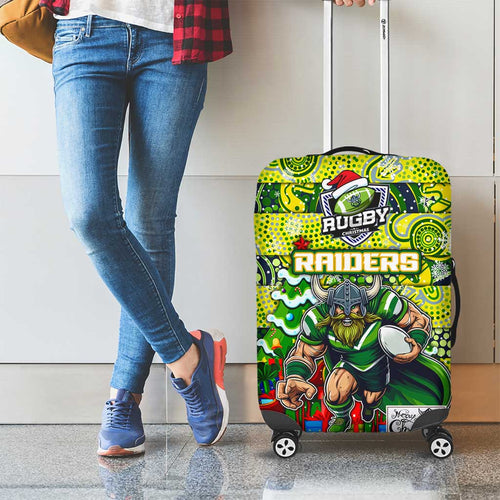 Raiders Rugby Merry Christmas Luggage Cover Indigenous Australian Art