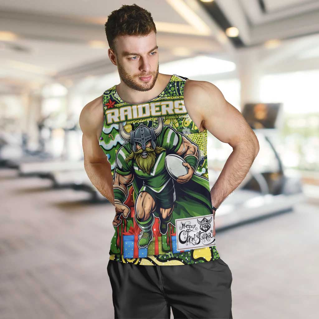 Custom Raiders Rugby Merry Christmas Men Tank Top Indigenous Australian Art