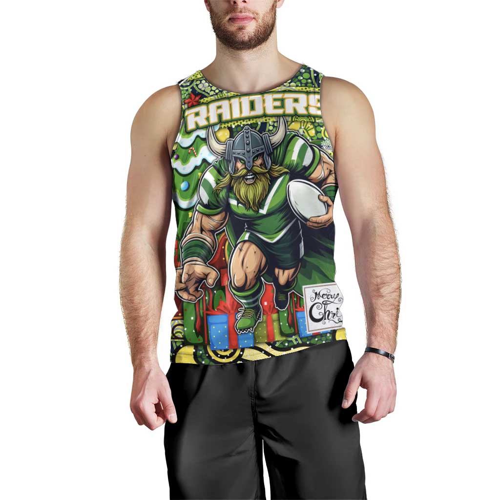Custom Raiders Rugby Merry Christmas Men Tank Top Indigenous Australian Art