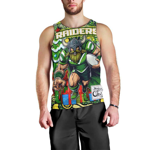 Custom Raiders Rugby Merry Christmas Men Tank Top Indigenous Australian Art