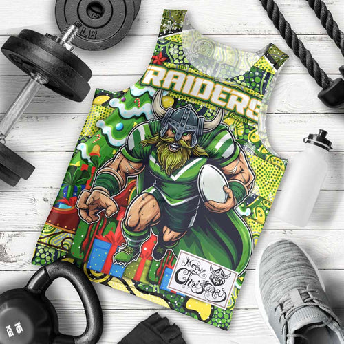 Custom Raiders Rugby Merry Christmas Men Tank Top Indigenous Australian Art