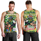 Custom Raiders Rugby Merry Christmas Men Tank Top Indigenous Australian Art