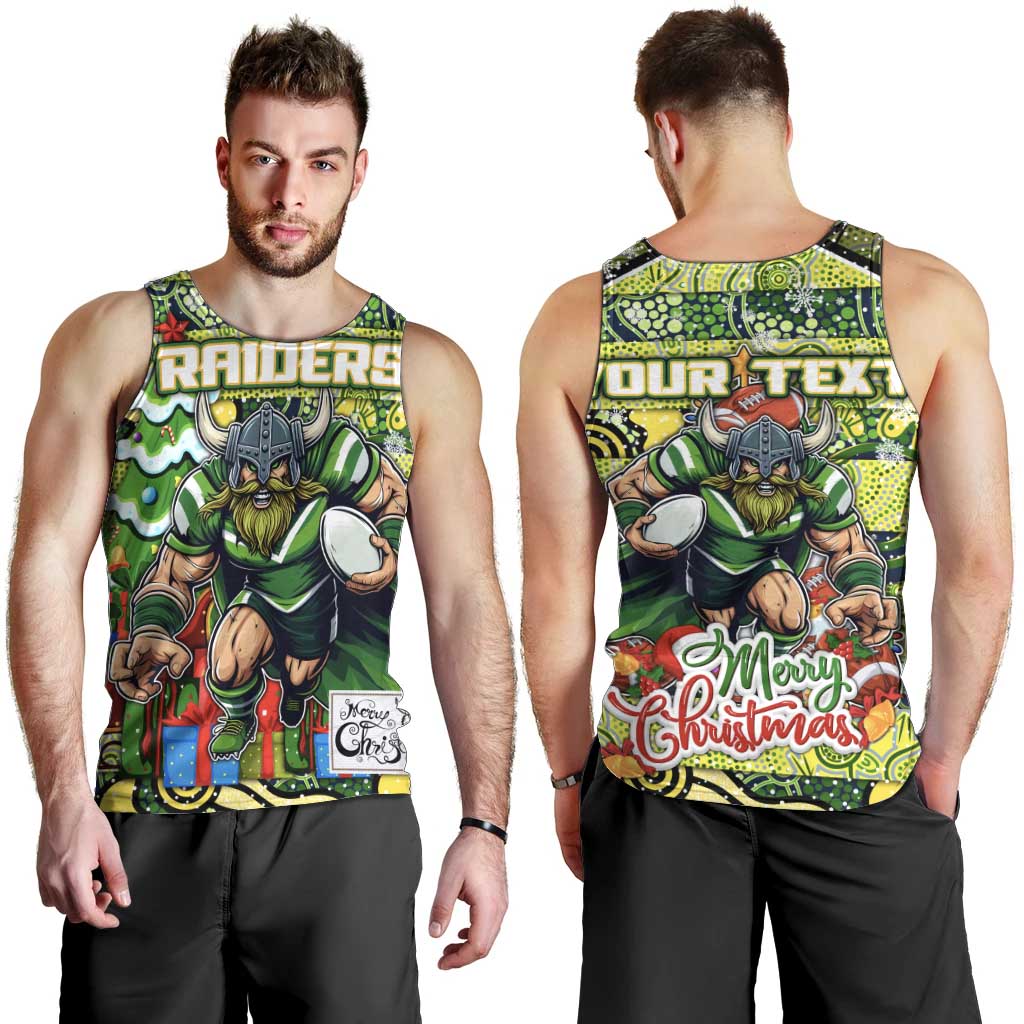 Custom Raiders Rugby Merry Christmas Men Tank Top Indigenous Australian Art