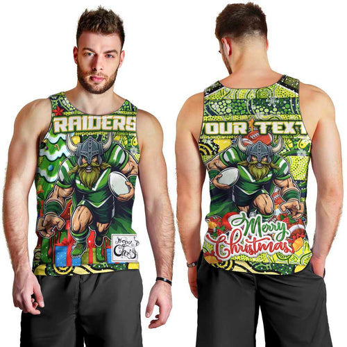 Custom Raiders Rugby Merry Christmas Men Tank Top Indigenous Australian Art