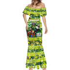 Custom Raiders Rugby Merry Christmas Mermaid Dress Indigenous Australian Art