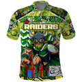 Custom Raiders Rugby Merry Christmas Polo Shirt Indigenous Australian Art