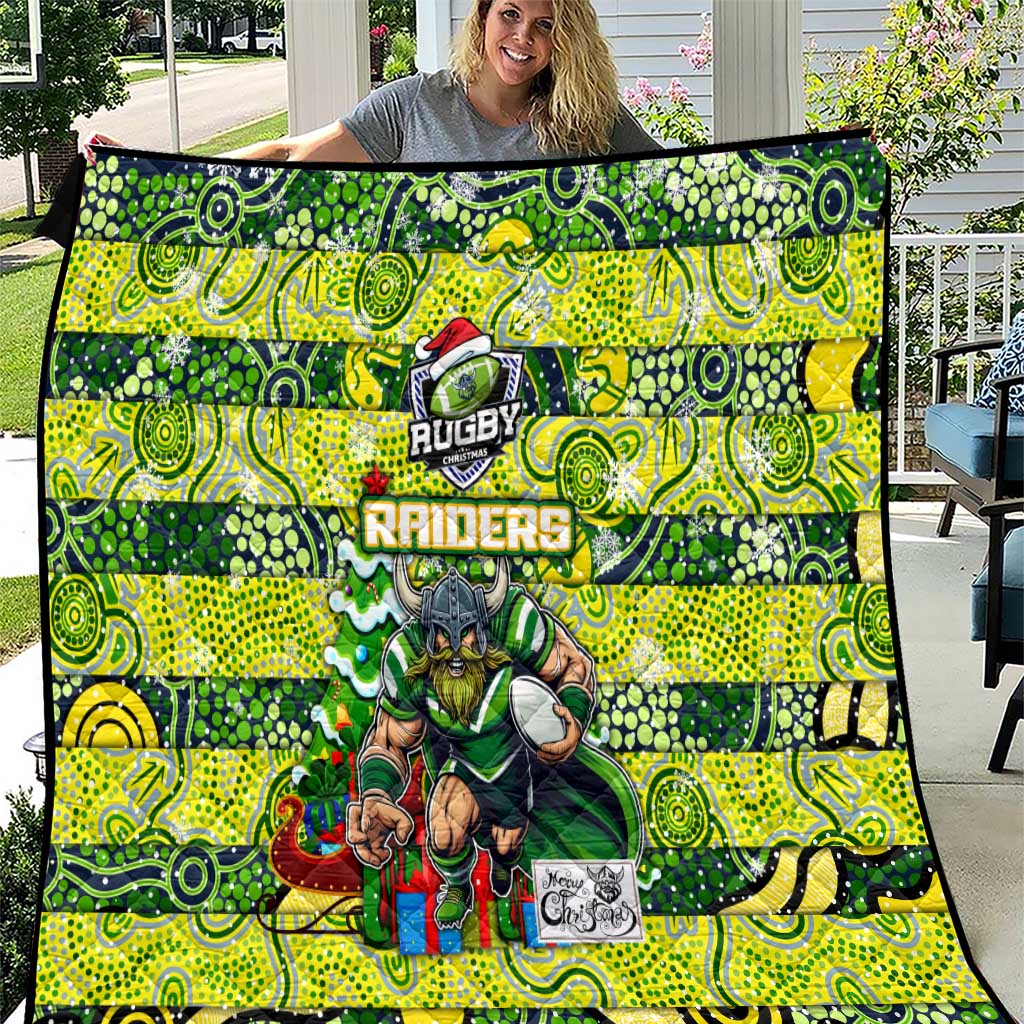 Raiders Rugby Merry Christmas Quilt Indigenous Australian Art
