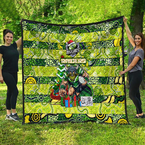 Raiders Rugby Merry Christmas Quilt Indigenous Australian Art