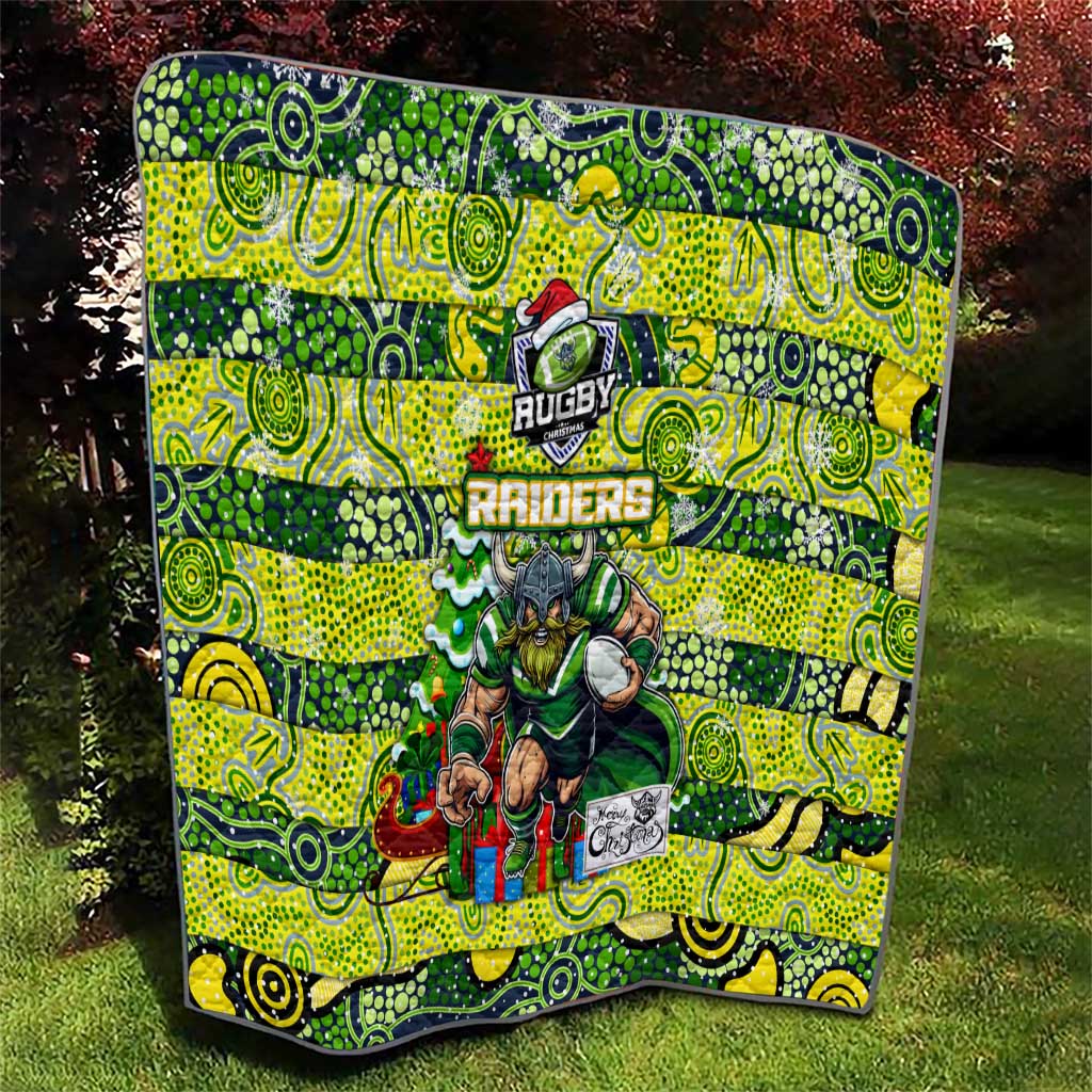 Raiders Rugby Merry Christmas Quilt Indigenous Australian Art
